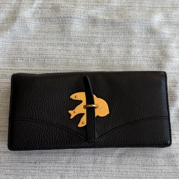 Marc Jacob's Black Leather Wallet with Gold Fish Accent. Like new! - Picture 1 of 9